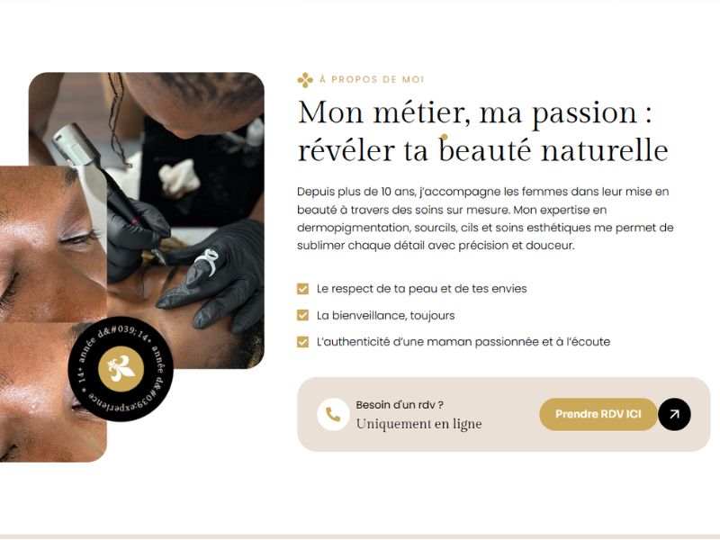 Création du site de réservation et formation NHS Beauty