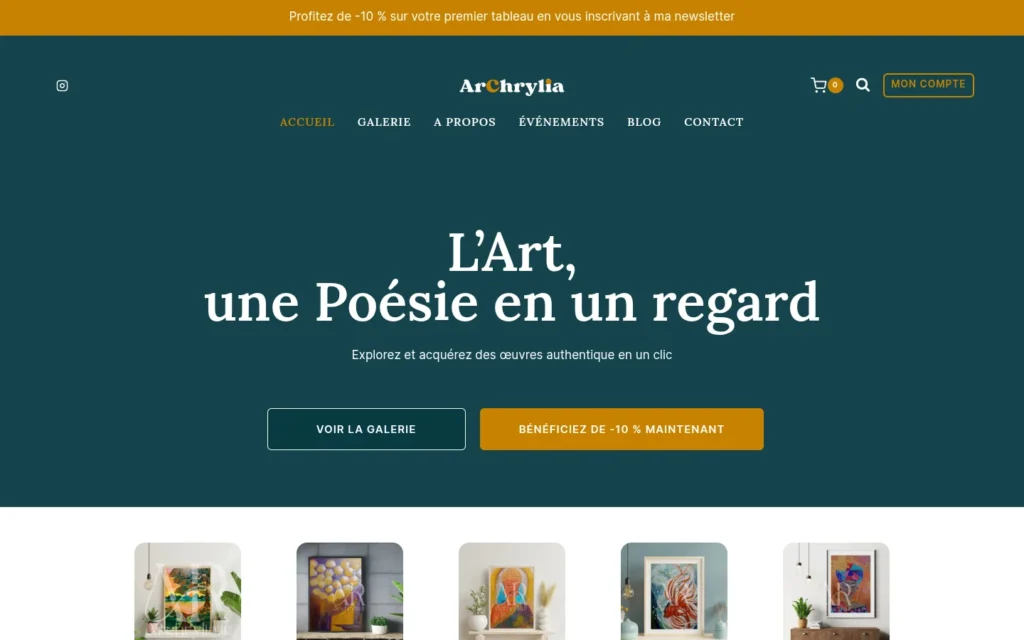 Boutique en ligne ArChrylia sur ordinateur, réalisée par iDS WEB