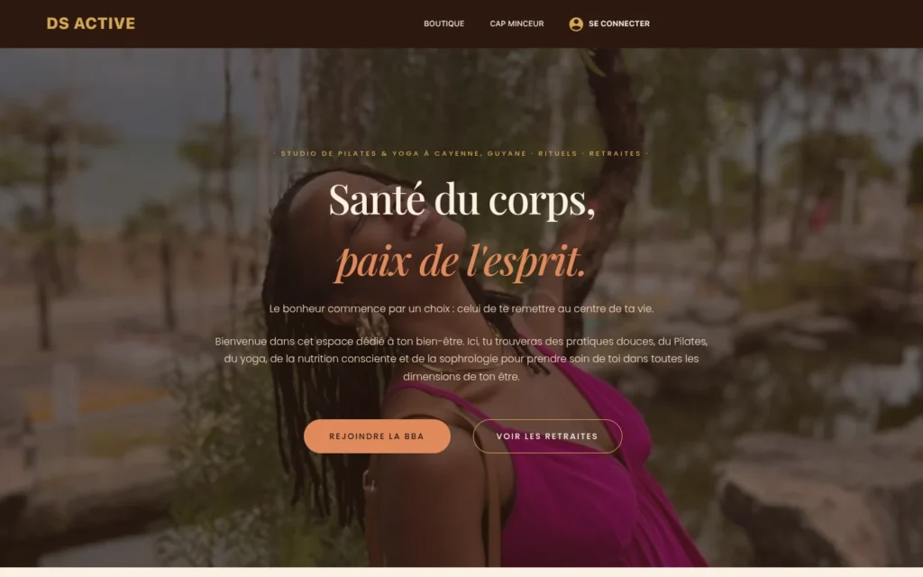 Page d'accueil du site Emilia de Souza sur ordinateur, réalisé par iDS WEB